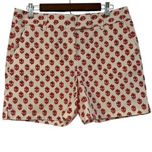 LOFT THE RIVIERA HIGH WAIST FLORAL PRINT SHORTS OFF WHITE ORANGE SIZE 10